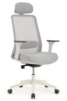 Кресло Ворк W-218C WHITE (сетка светло-серая/ткань светло-серая)